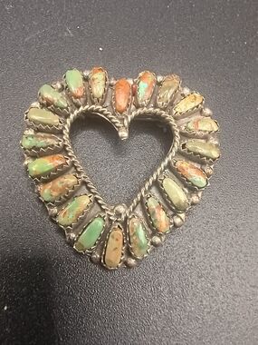 Signed Navajo Silver Turquoise Pin